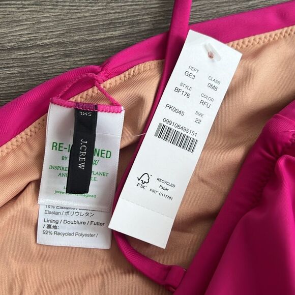 J.CREW Ruched Sweetheart One Piece Swimsuit Size 22/3X Radiant Fuchsia Pink NWT - Picture 3 of 9